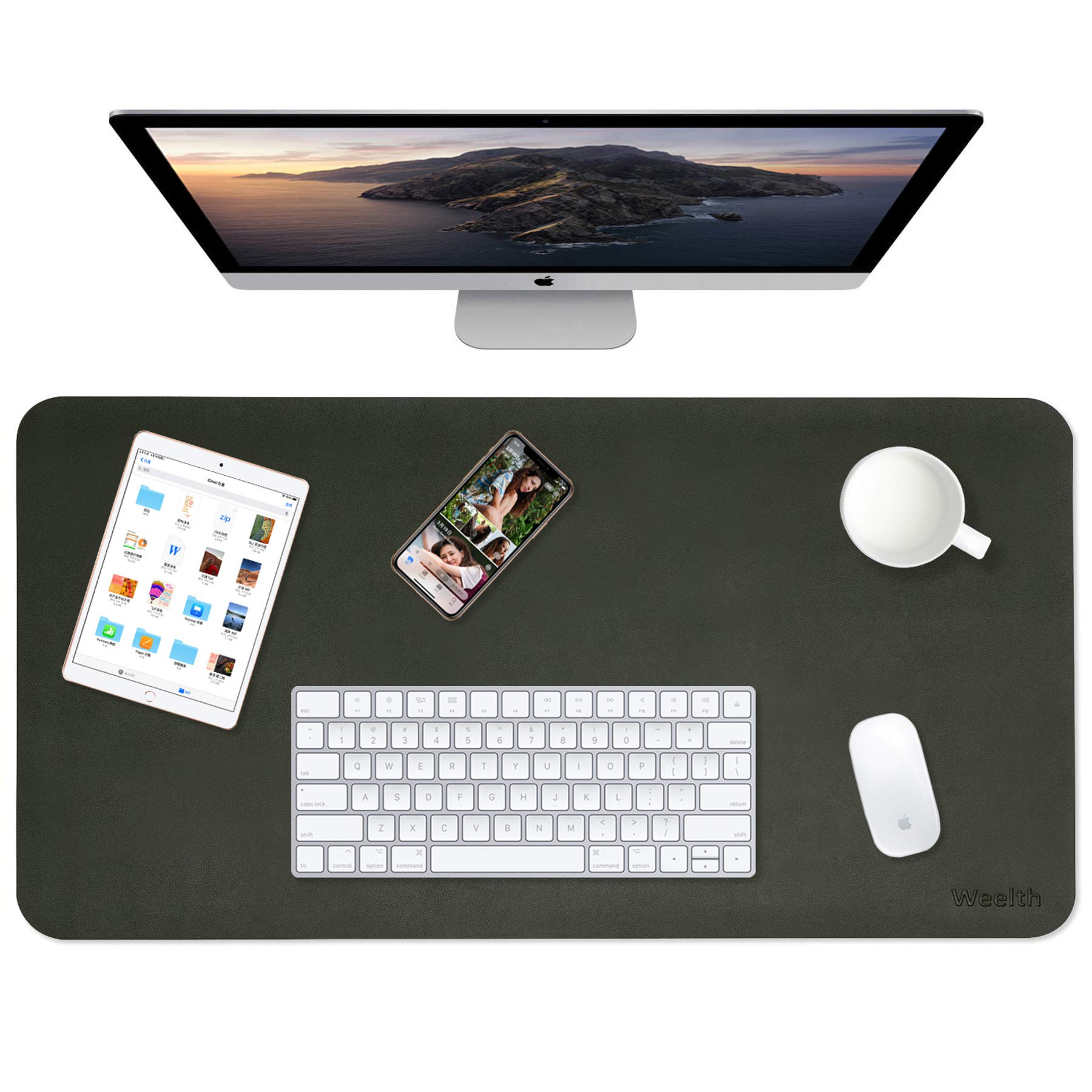 Premium PU Leather Desk Pad Protector - Waterproof & Dual-Sided Office Desk Mat for Writing, Mouse & Keyboard - 23.6