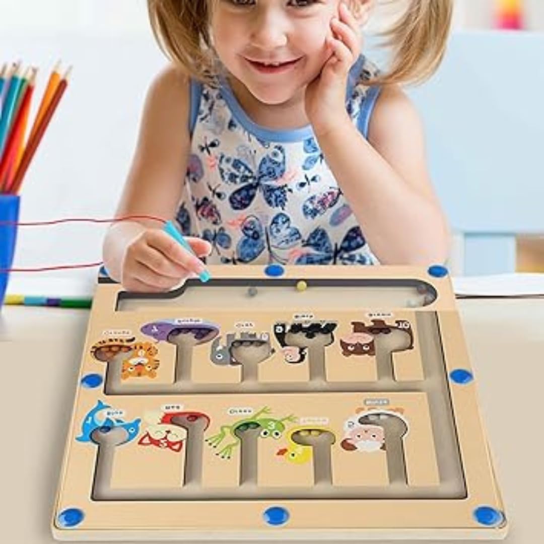 MontyMaestro Magnetic Color and Animal Maze - Montessori Educational Toy for Kids Ages 3+ | Learning Activity Game with Animal Puzzles & Magnet Board | Perfect for Preschool Classroom, Travel & Home Play
