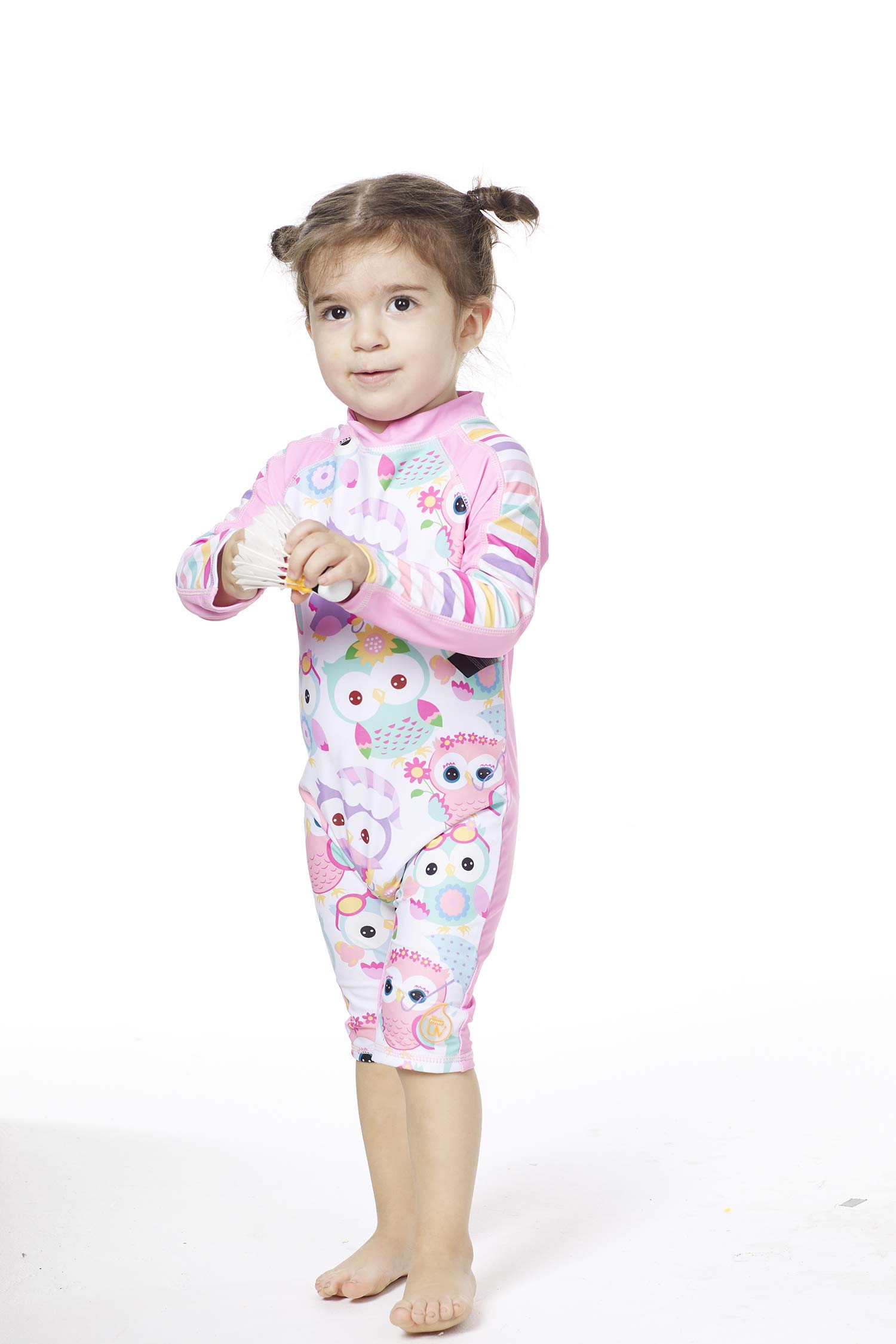 UPF 50+ Baby Girls Long Sleeve One Piece Sunsuit & Swimsuit - UV Protection Rashguard for Toddler Beach & Pool Play