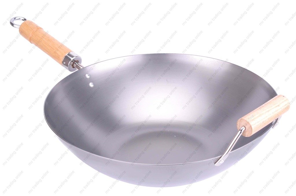 12-Inch Carbon Steel Flat Bottom Wok Pan with Helper Handle - Professional Restaurant-Grade Wok for Stir Frying, Sautéing & Deep Frying - Perfect for Gas, Electric & Induction Cooktops