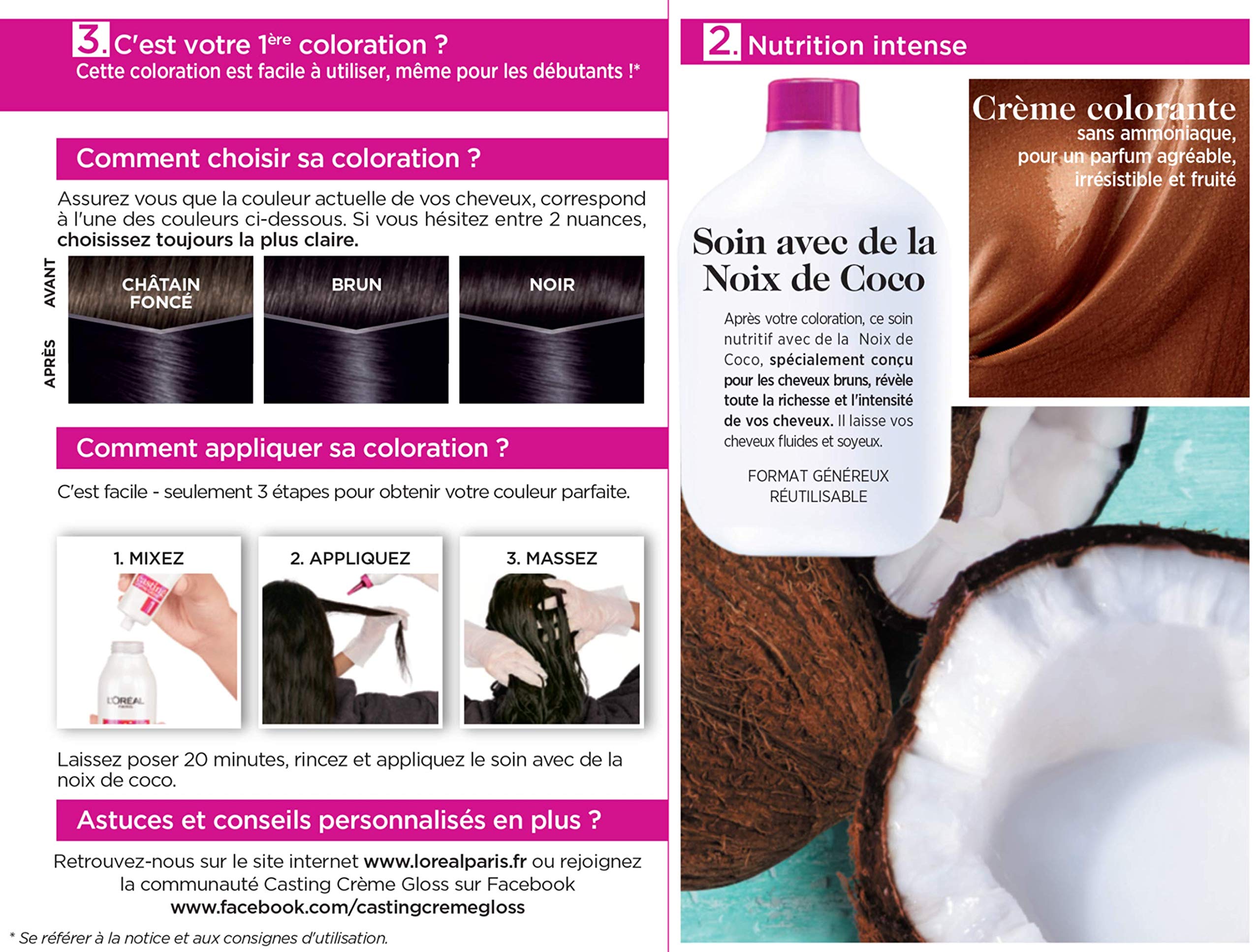 L'Oreal Casting Crème Gloss 210 Noir Bleuté Hair Dye - 2 Pack (160 ml Each) for Smooth, Shiny Color at Home | Perfect for Brunettes & DIY Hair Coloring