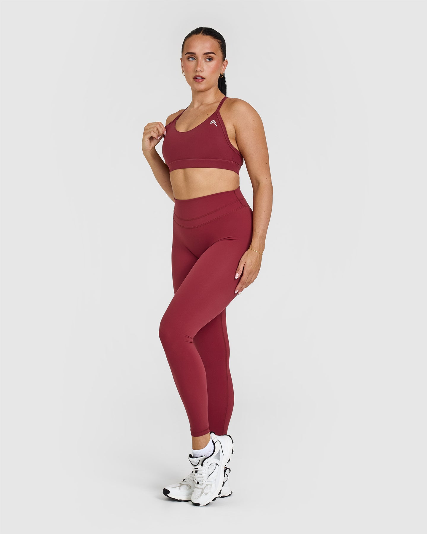High Waisted Leggings for Women - Tummy Control Yoga Pants in Burnt Cherry Color - Perfect for Workout, Yoga & Everyday Wear
