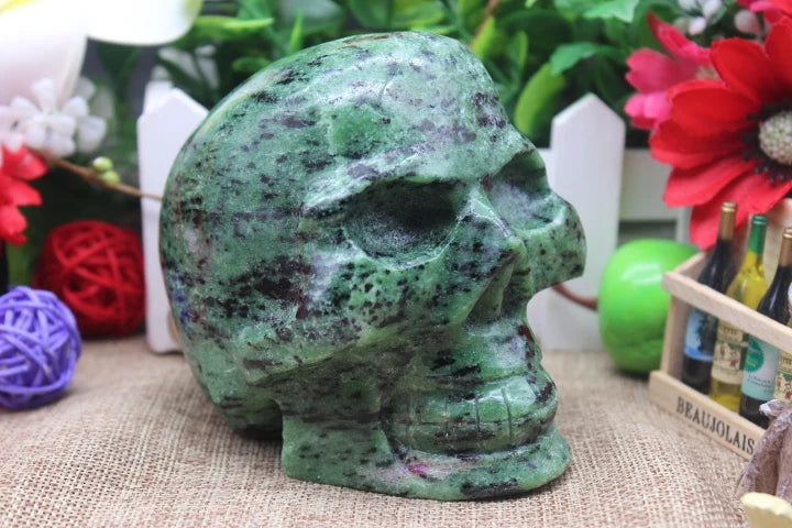 Natural Green Quartz Crystal Skull - 1323g Healing Stone for Meditation, Reiki, and Spiritual Energy Work - Perfect for Home Decor, Yoga, and Chakra Balancing