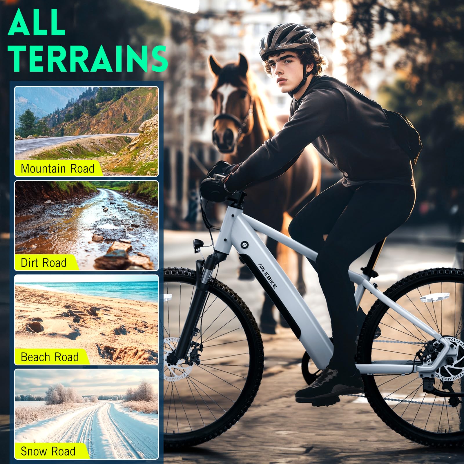 **500W Electric Bike for Adults - 23MPH Peak Speed, 36V Removable Battery, 50-Mile Range, 35-Speed Mountain E-Bike with 26