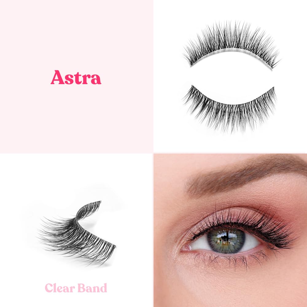 Silly George SuperNatural False Eyelashes - Clear Flexible Band for Natural Look, Lightweight & Comfortable (Astra) | Perfect for Daily Wear, Special Occasions & Enhancing Eye Makeup