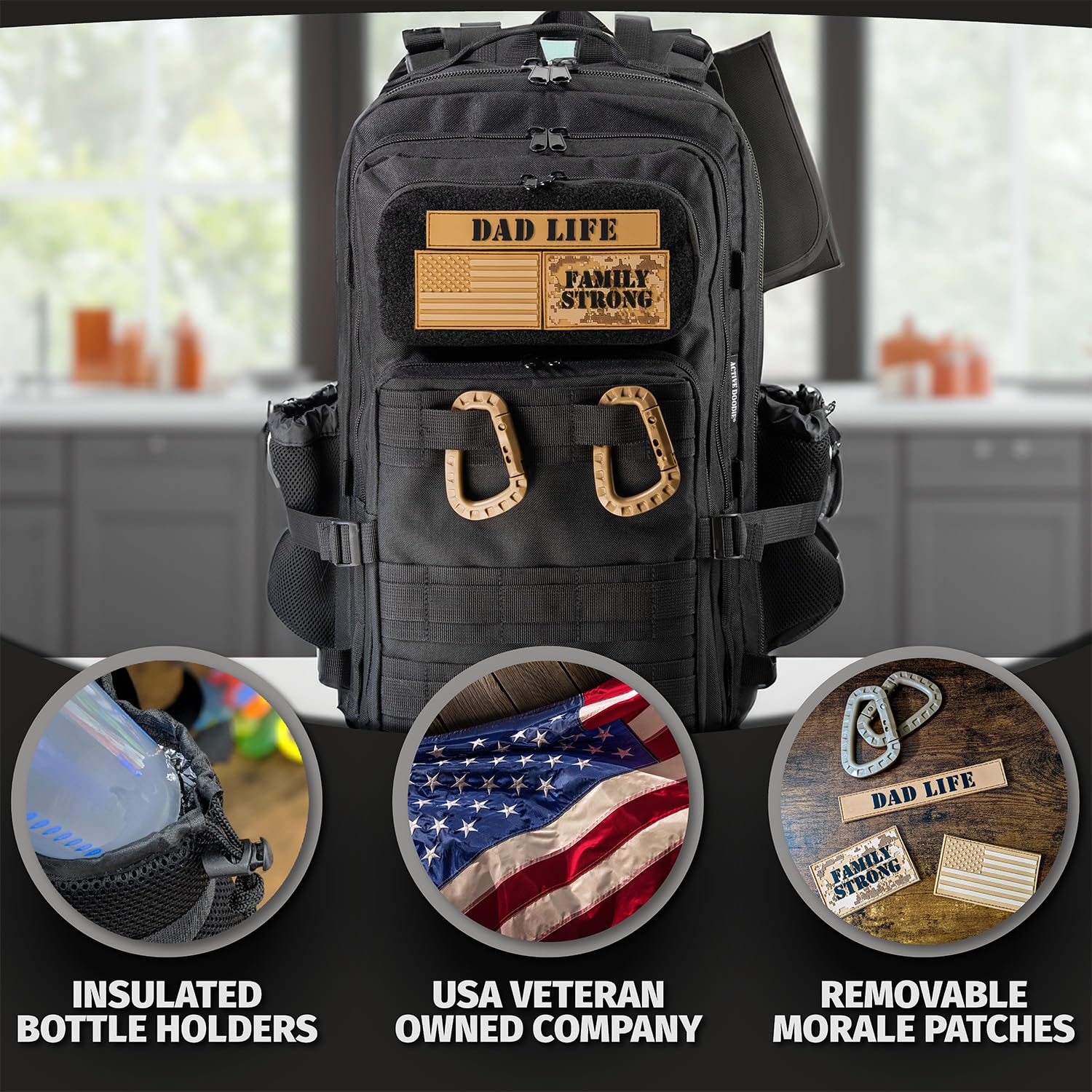 ActiveDoodie Men's Diaper Backpack - Waterproof Baby Changing Bag for Dads with Insulated Bottle Pockets & Stroller Straps | Perfect for Parenting, Travel, and On-the-Go Family Adventures