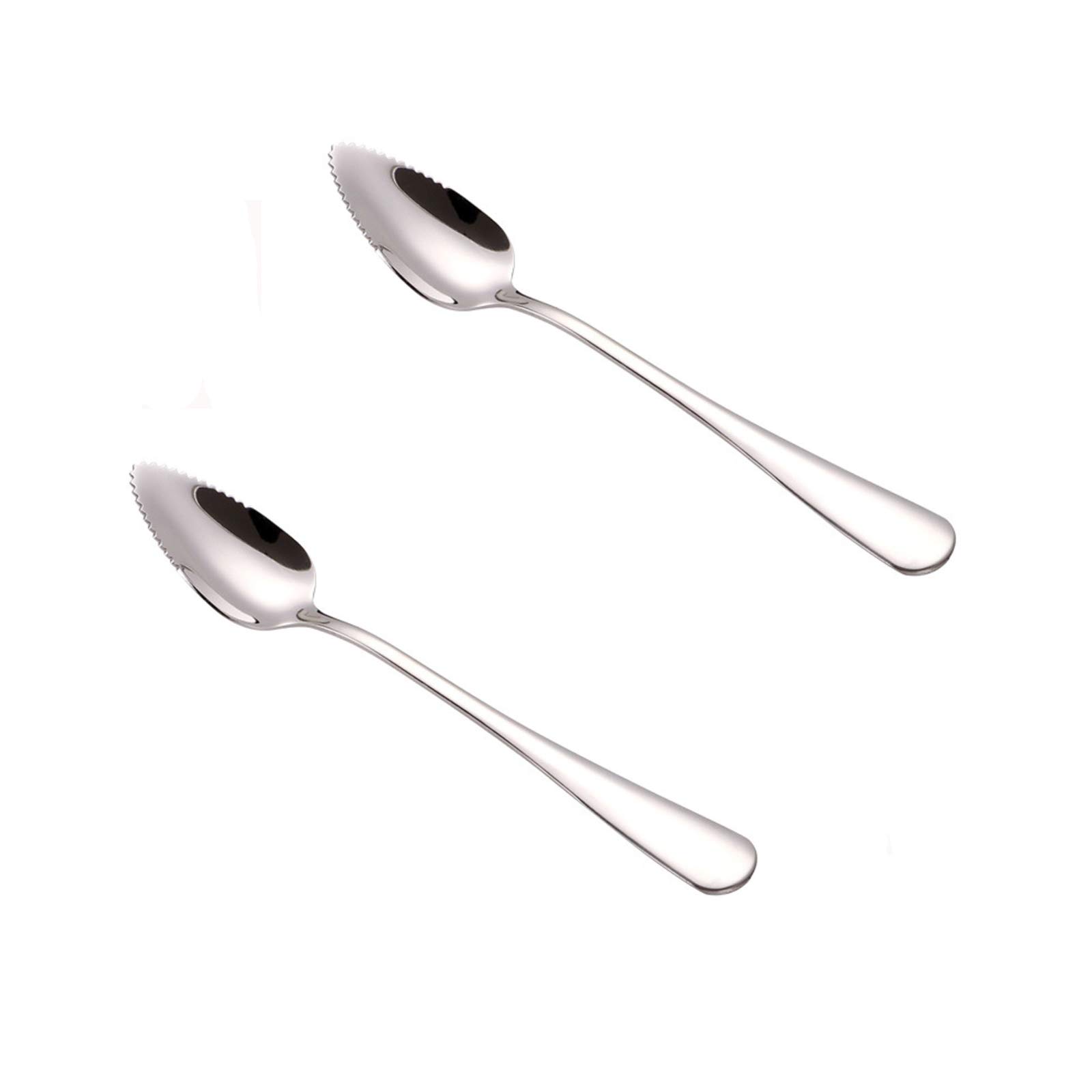 2-Pack Stainless Steel Grapefruit Spoons with Serrated Edge - Perfect for Cutting, Scooping, and Serving Fruits Like Grapefruit, Apples, and More - Ideal for Baby Food, Kitchen, and Dining Use (Silver)