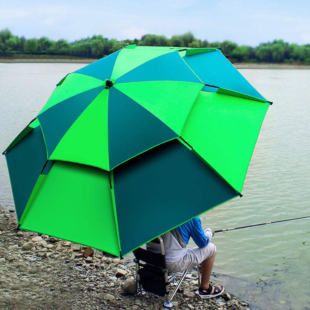 Large Windproof Beach Umbrella - Portable Outdoor Sun Shade with Tilt & Air Vents, Sand Anchor - Perfect for Camping, Park, Fishing, Picnics & Beach Days (Green)