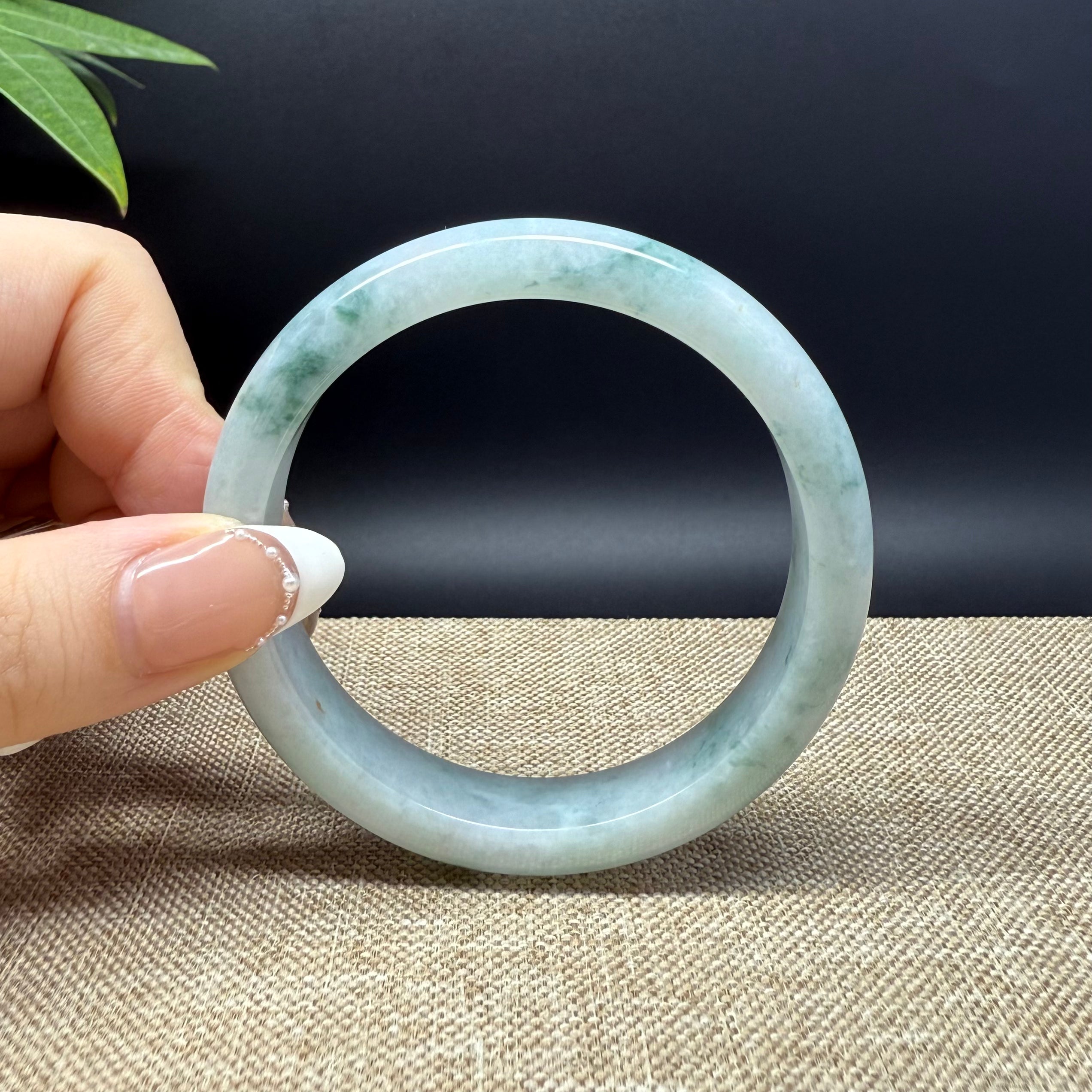 Authentic Burmese Green Jadeite Bangle Bracelet - 57mm Handmade Natural Jade Jewelry for Women, Luxury Gift for Special Occasions, Meditation & Energy Healing Accessory