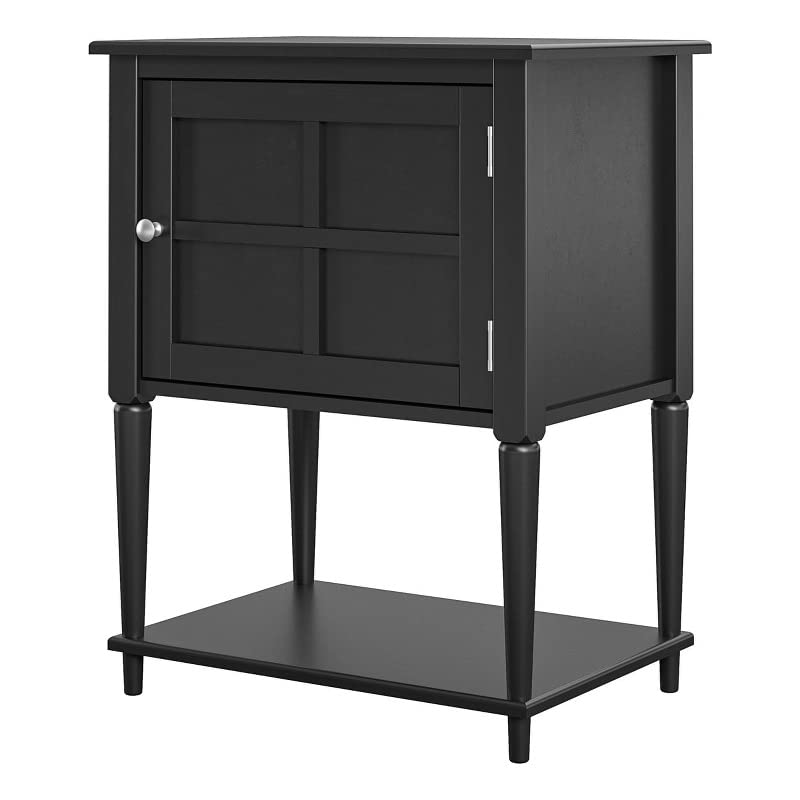 Ameriwood Home Fairmont Accent Table - Black End Table for Living Room, Bedroom, or Office - Modern Side Table with Sturdy Metal Frame & Tempered Glass Top