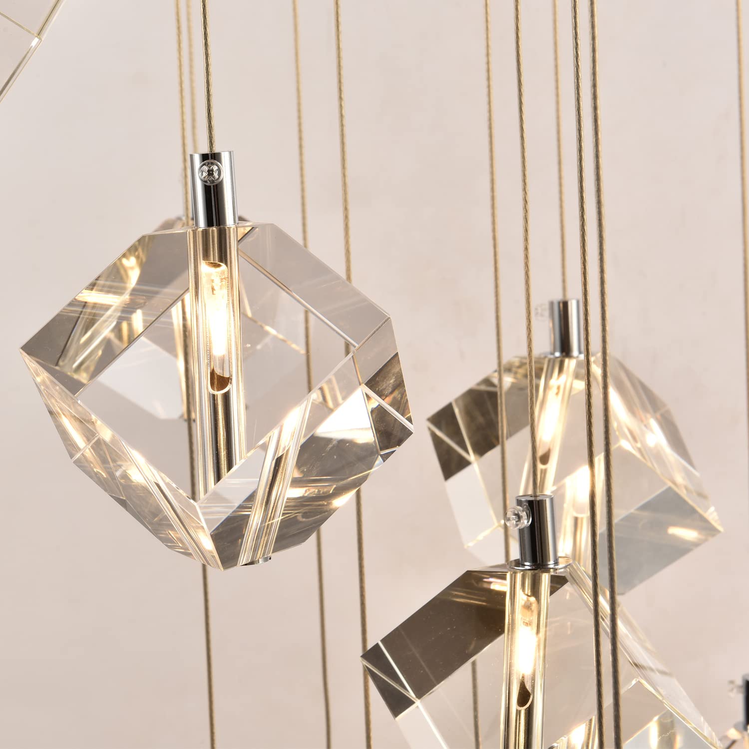 Modern Round Crystal Pendant Light - Chrome Single Raindrop Chandelier for Kitchen Island, Bedroom, Bathroom, Foyer & Dining Room - Farmhouse & Contemporary Decor Lighting Fixture (1-Light)
