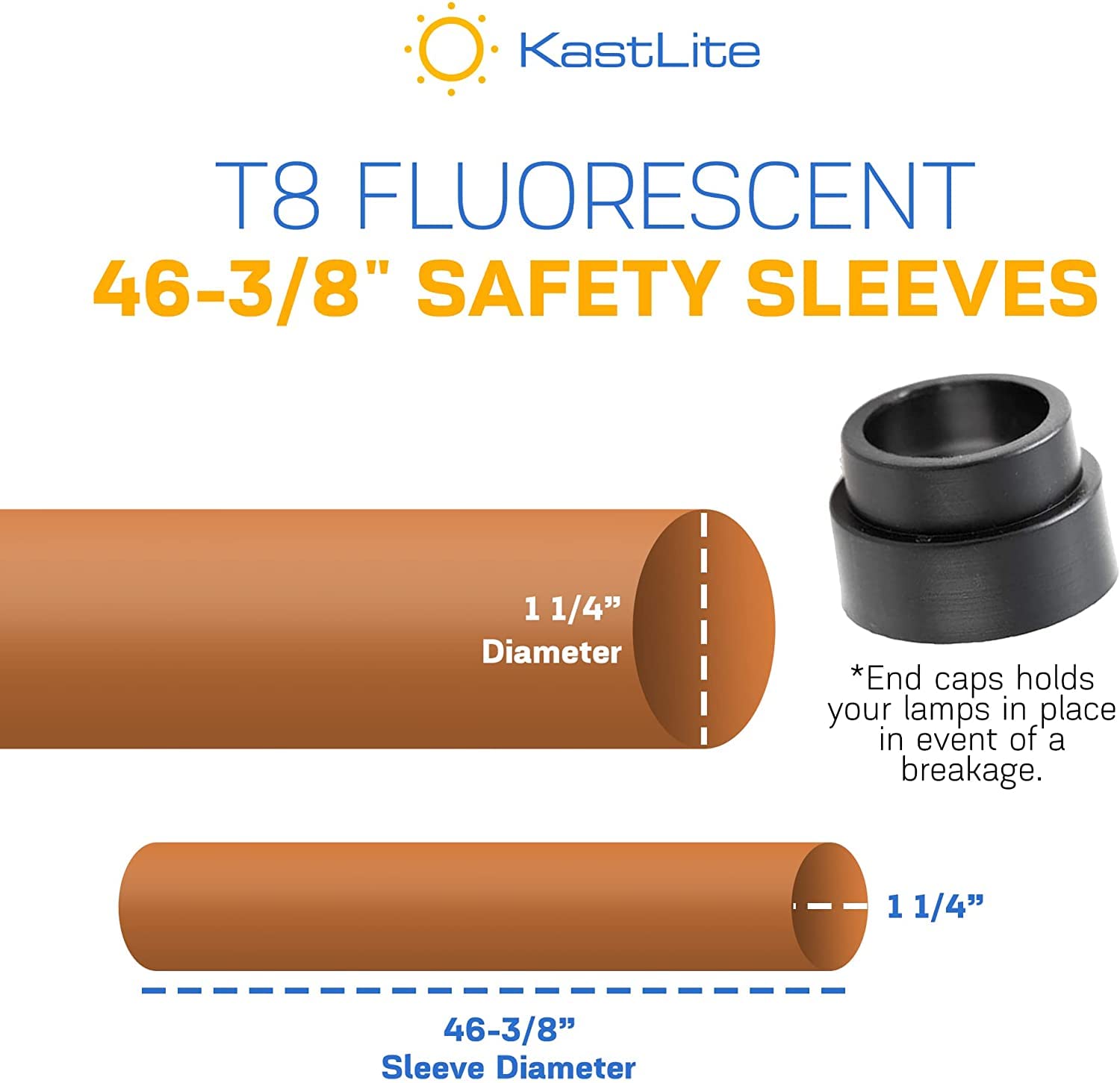 KastLite T8 Fluorescent Light Tube Guard with End Caps - 46-3/8