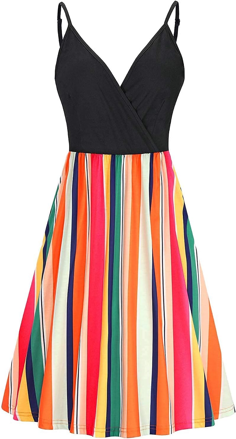 Elegant V-Neck Spaghetti Strap Casual Dress with Pockets - Perfect for Summer Outings, Beach Vacations & Date Nights