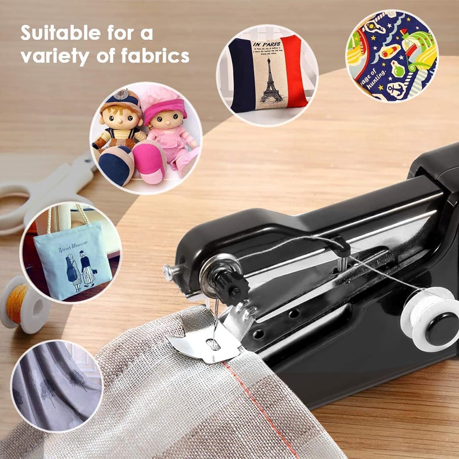 Gofemial Portable Mini Sewing Machine for Beginners - Electric Handheld Sewing Machine for Kids, Clothes & Fabrics - Perfect for Travel, Home Use & DIY Projects