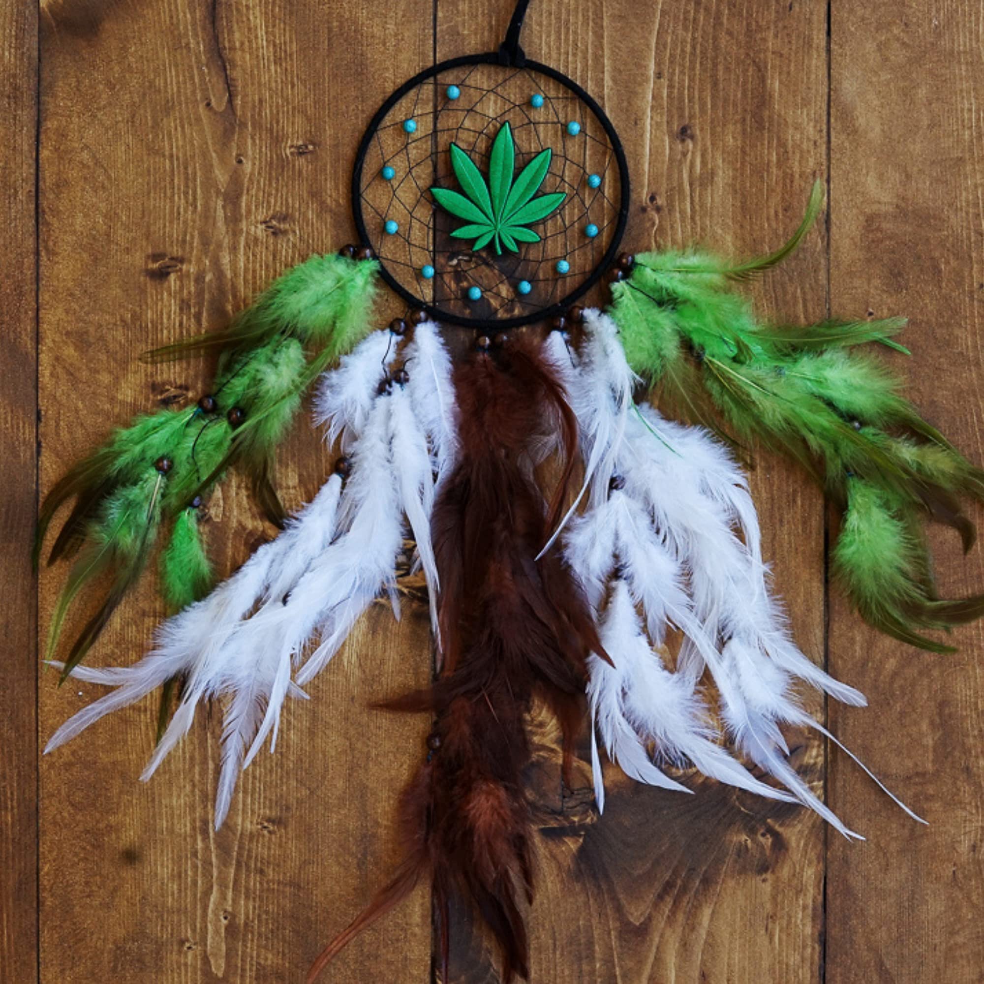 Handmade Weed Dream Catcher - 21 Inch Marijuana Themed Wall Decor for Stoner Room | Unique Gifts for Stoners & Cannabis Enthusiasts | Perfect for Hippie Boho Bedroom, Smoke Lounge & 420 Party Decorations