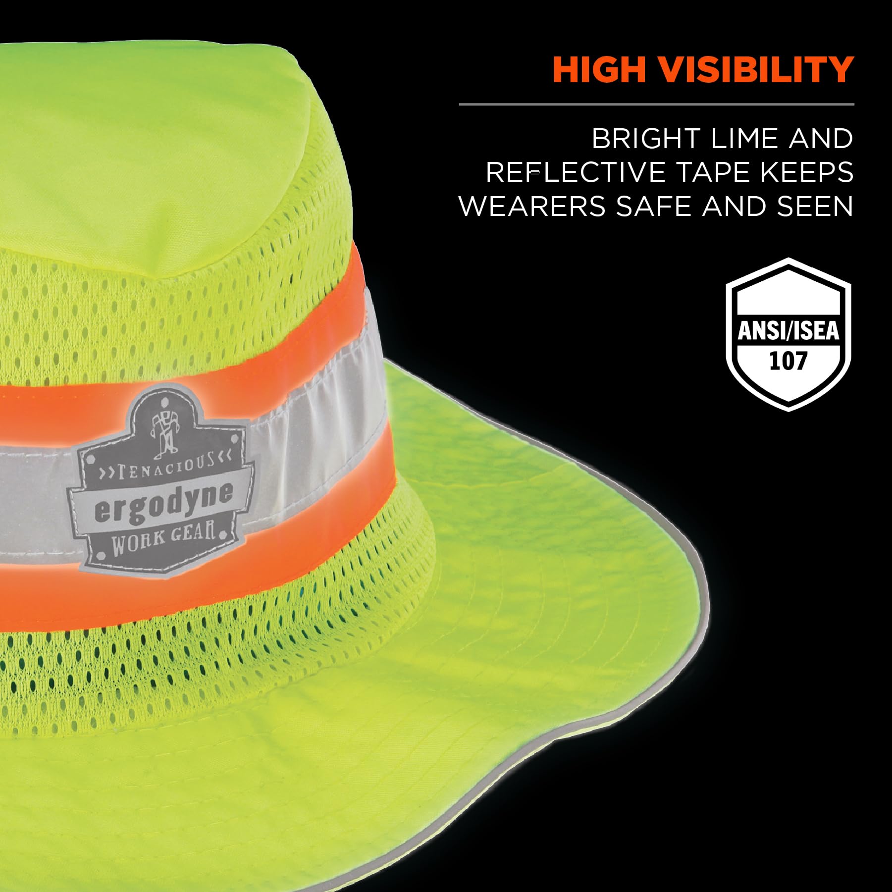 Ergodyne Chill Its 8935CT Cooling Ranger Sun Hat - PVA Cooling Technology, High Visibility & Reflective for Outdoor Work, Hiking, and Summer Activities