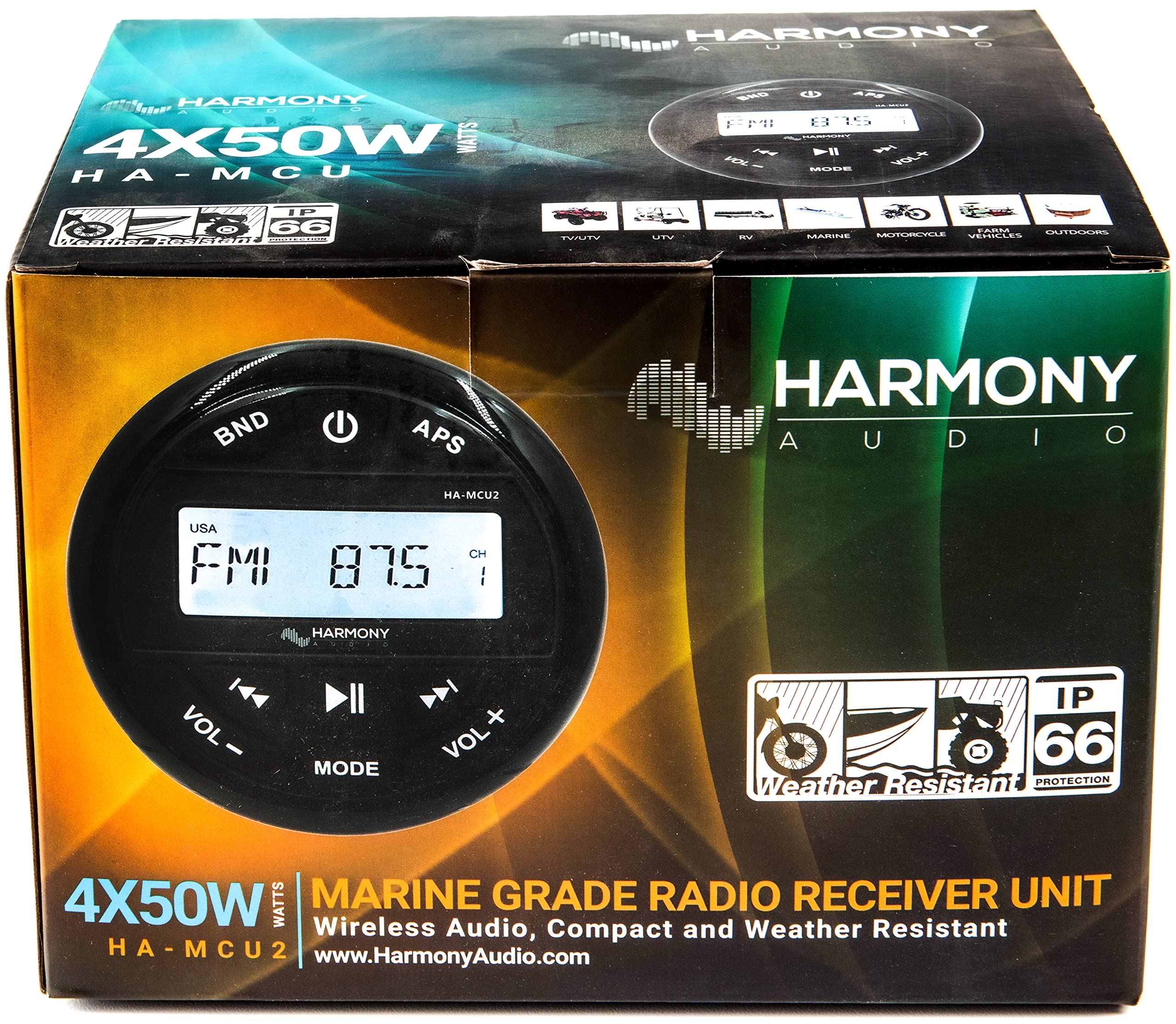 Harmony Audio HA-MCU2 Waterproof Marine Stereo Receiver with AM/FM Radio, USB Port & Bluetooth - Perfect for Boats, Yachts and Outdoor Water Activities