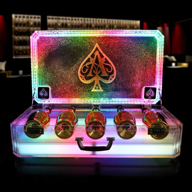 Ace of Spade LED Champagne Bottle Display Case - Rechargeable Glow Bar Presenter for Nightclub, Party & Lounge - Perfect for VIP Bottle Service & Special Events