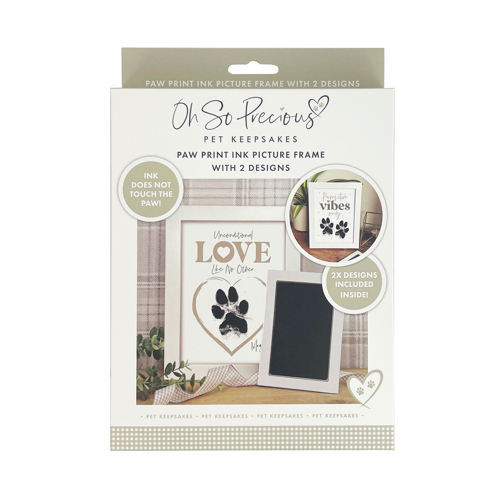 Paw Print Ink Picture Frame - 2 Unique Designs with Ink Pad | Perfect for Pet Lovers, Home Decor & DIY Craft Projects