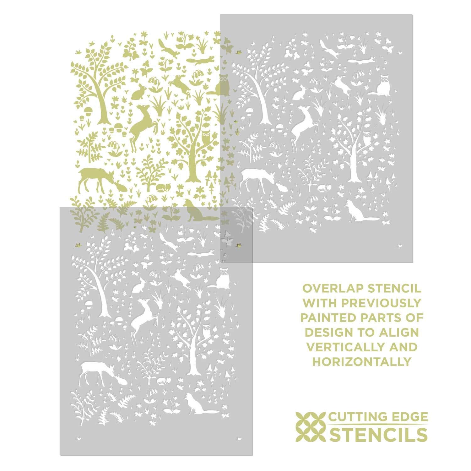 Tanglewood Forest Stencil - Large Wall Stencil for Nursery & Kids Room Decor - Woodland Animal Stencils for Painting Walls - DIY Home Decor - Perfect for Baby Nursery, Bedroom, and Playroom Makeovers
