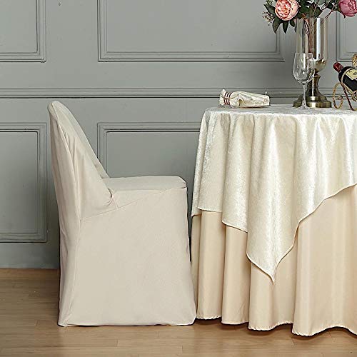 BalsaCircle 100-Pack Beige Polyester Folding Chair Covers - Removable Washable Seat Protectors for Dining, Party & Wedding Decor | Perfect for Indoor/Outdoor Events, Banquets & Home Use