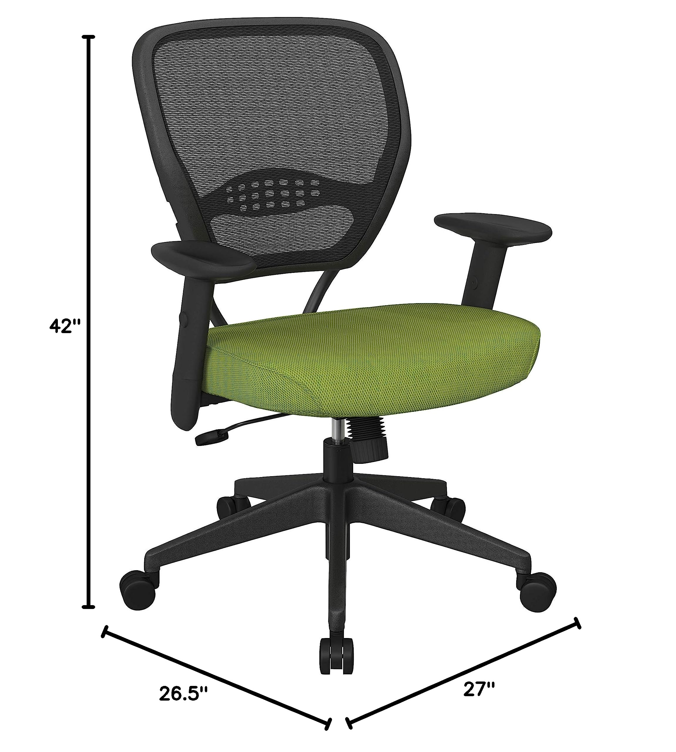 SPACE Seating 55 Series Professional Office Chair - Dark Green Mesh Back with Adjustable Lumbar Support & Padded Seat - Ergonomic Manager's Chair for Home Office, Gaming & Workspace Comfort