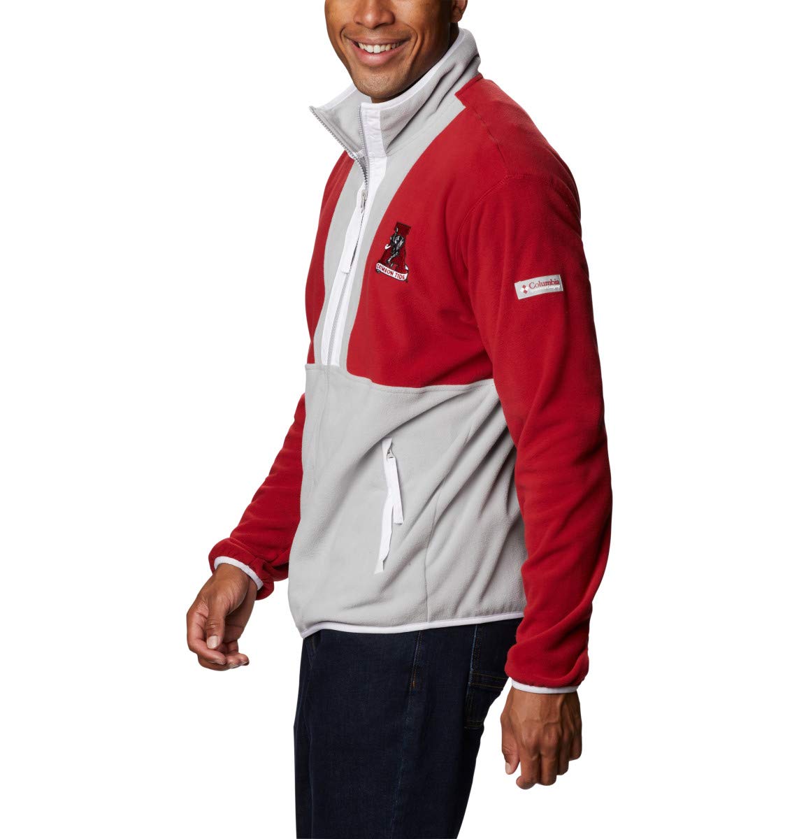 Columbia Men's Back Bowl Fleece Jacket - Lightweight, Warm & Comfortable, Red Velvet/Columbia Grey/White, Large - Perfect for Hiking, Camping & Outdoor Adventures