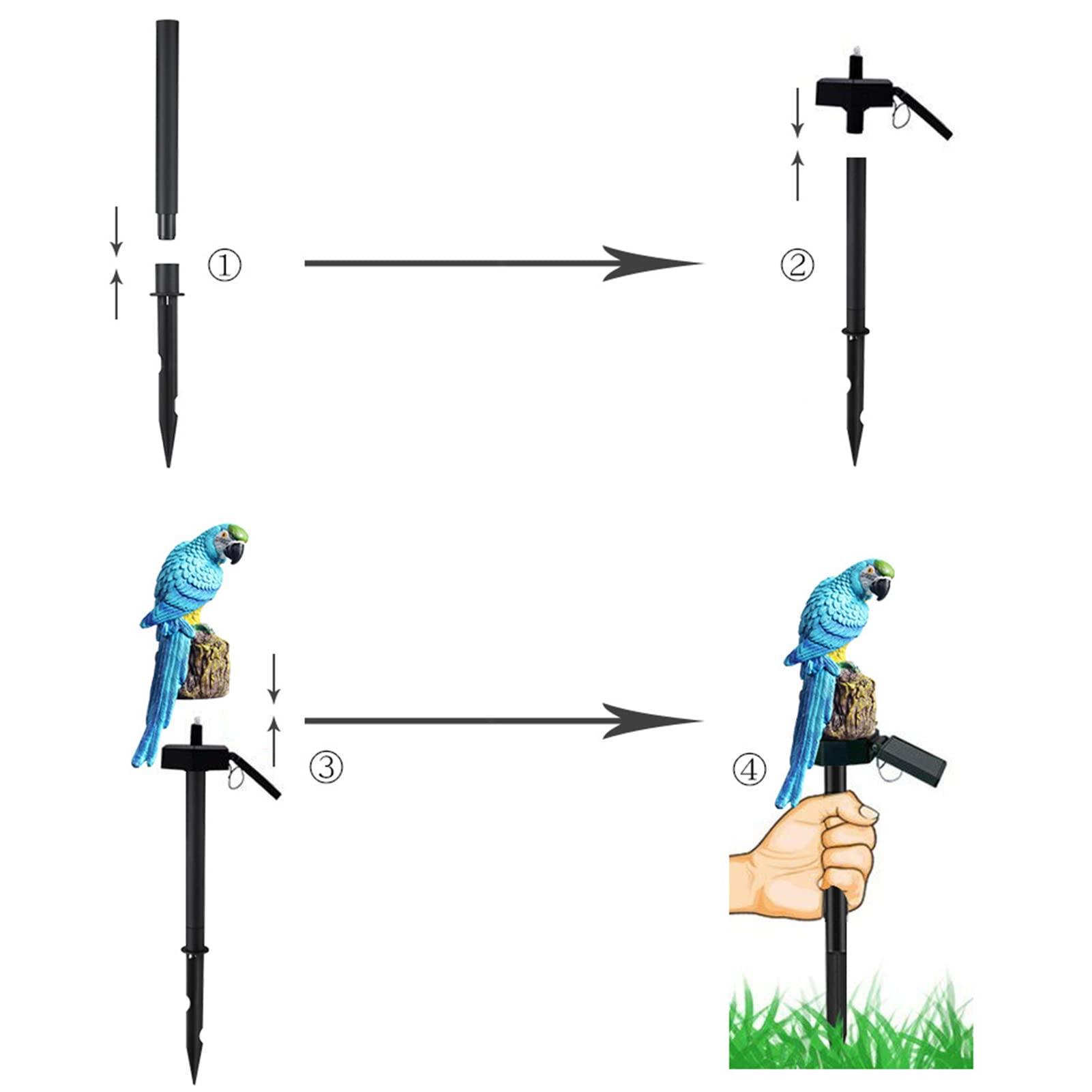Solar LED Parrot Garden Lights - 2 Pack Waterproof Outdoor Decorative Figurines with Stake for Lawn, Pathway & Yard Decor | IP45 Weatherproof | Perfect for Patio, Garden & Landscape Lighting at Night