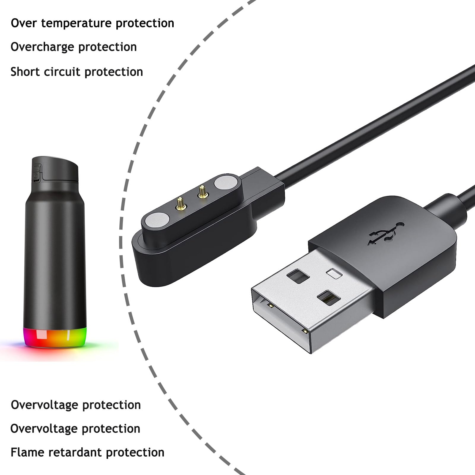 Original Title: Charger Compatible with HidrateSpark Steel/HidrateSpark PRO Charger Charging Cable Cord Magnetic USB Cradle Accessories   Optimized Title: **HidrateSpark Steel & PRO Magnetic USB Charger Cable - Fast Charging Dock for HidrateSpark Water Bottles | Home, Office & Gym Use**