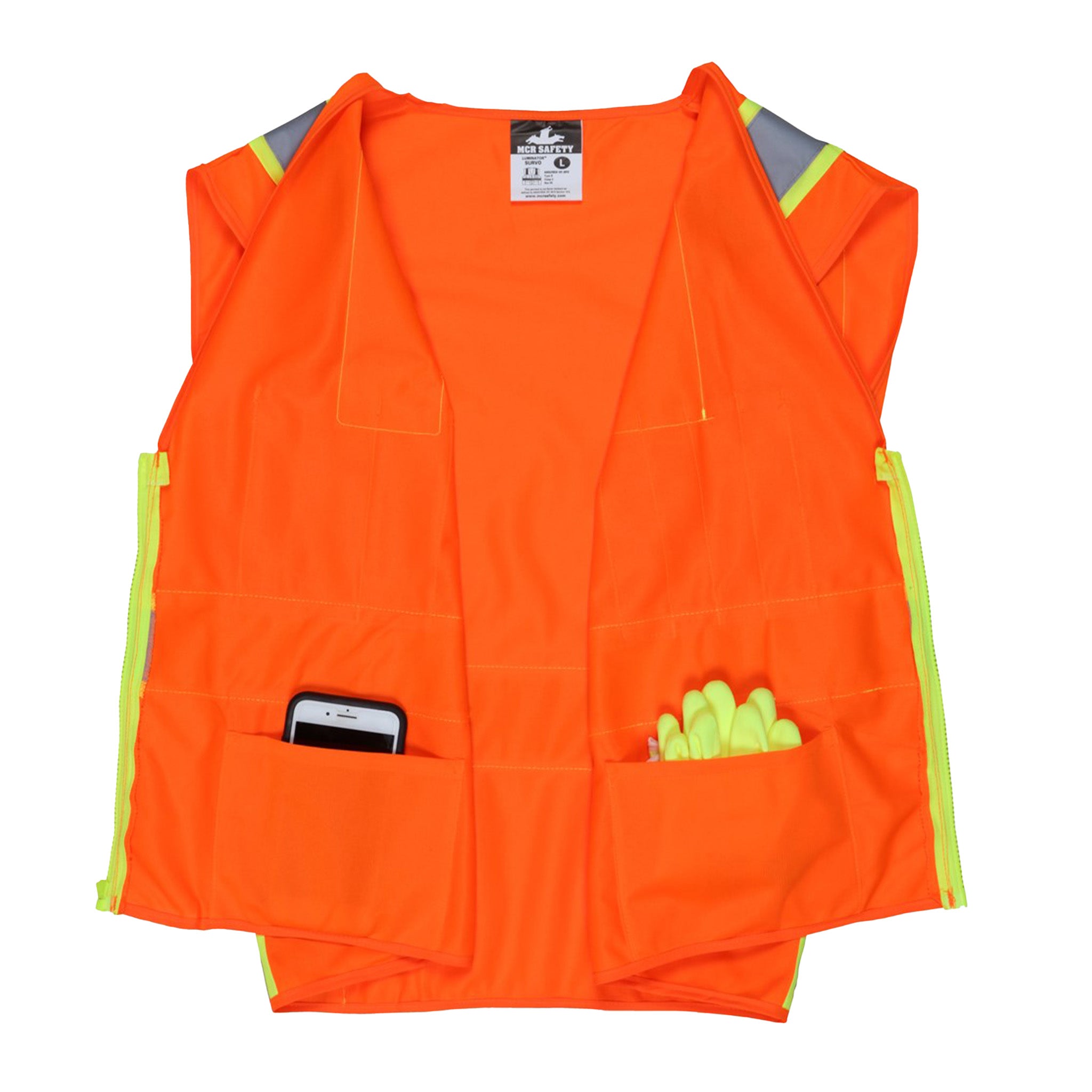 High Visibility Premium Solid Surveyor Safety Vest - Reflective Workwear for Construction, Roadside & Outdoor Safety