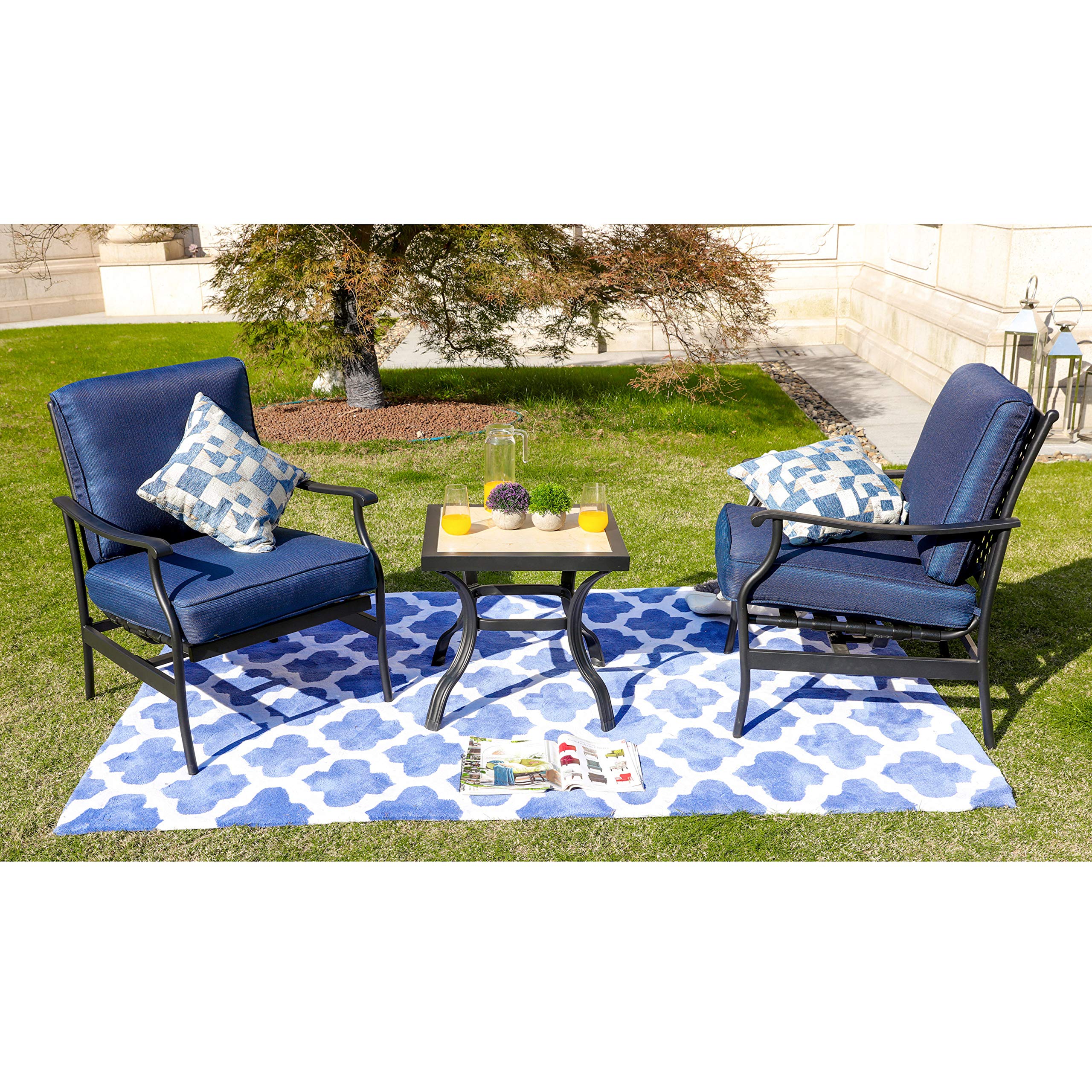 LOKATSE HOME 3-Piece Outdoor Patio Furniture Set - 2 Bistro Chairs & 21