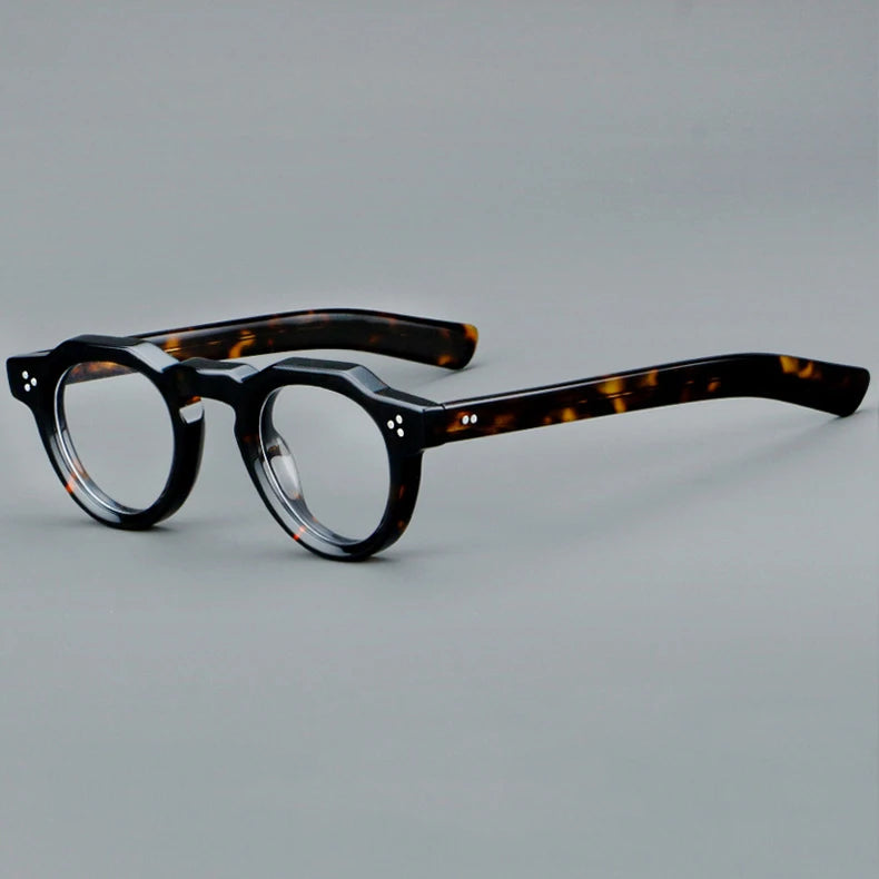 CCspace Unisex Full Rim Flat Top Round Acetate Eyeglasses 57171 - Stylish & Lightweight Frame for Men & Women - Perfect for Reading, Work, and Everyday Fashion