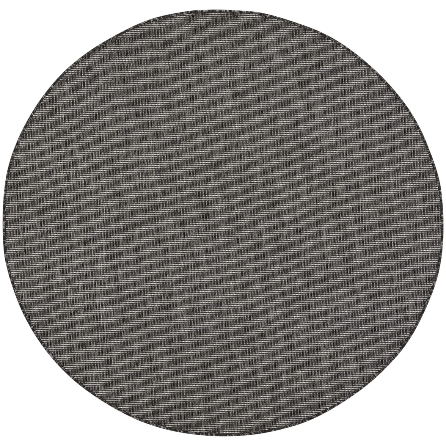 Nourison Positano 6' Round Indoor/Outdoor Area Rug - Charcoal Gray, Easy to Clean, Non-Shedding for Bedroom, Living Room & Dining Room | Perfect for Backyard, Deck & Patio Use