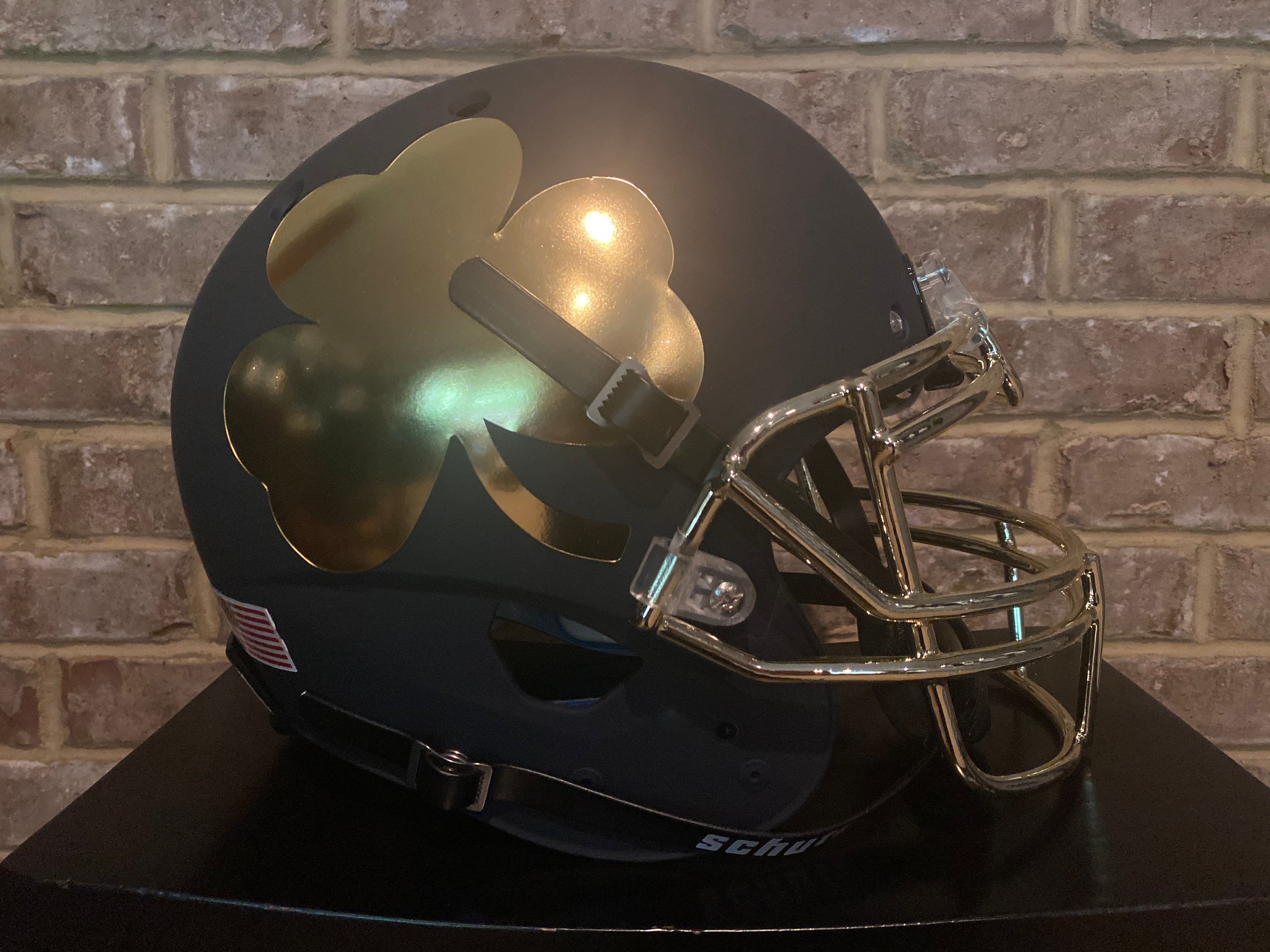 Notre Dame Fighting Irish 2021 Shamrock Navy Authentic Schutt Tradition Full Size Football Helmet - Perfect for Game Day, Collectibles, and Sports Memorabilia Display