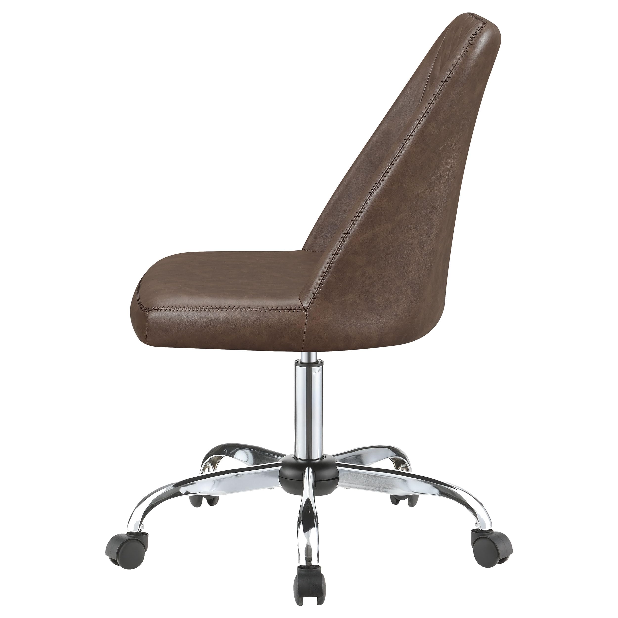 Coaster Home Furnishings Althea Upholstered Adjustable Office Chair - Ergonomic Desk Chair with Lumbar Support, Brown - Perfect for Home Office, Gaming & Study