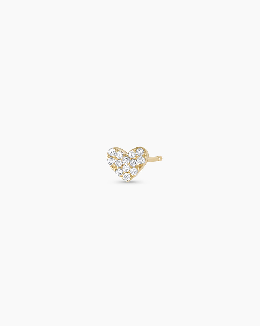 Diamond Pavé Heart Single Stud Earrings for Women - 14K Gold Plated Elegant Jewelry Gift for Valentine's Day, Anniversary & Special Occasions