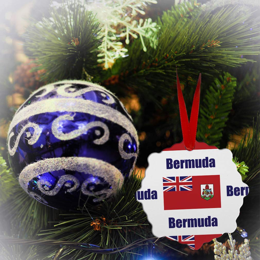 Bermuda Flag Aluminum Christmas Ornament - Hexagon Shaped Holiday Tree Decoration for Xmas, Home & Party Decor | Durable Metal Festive Hanging Decorations