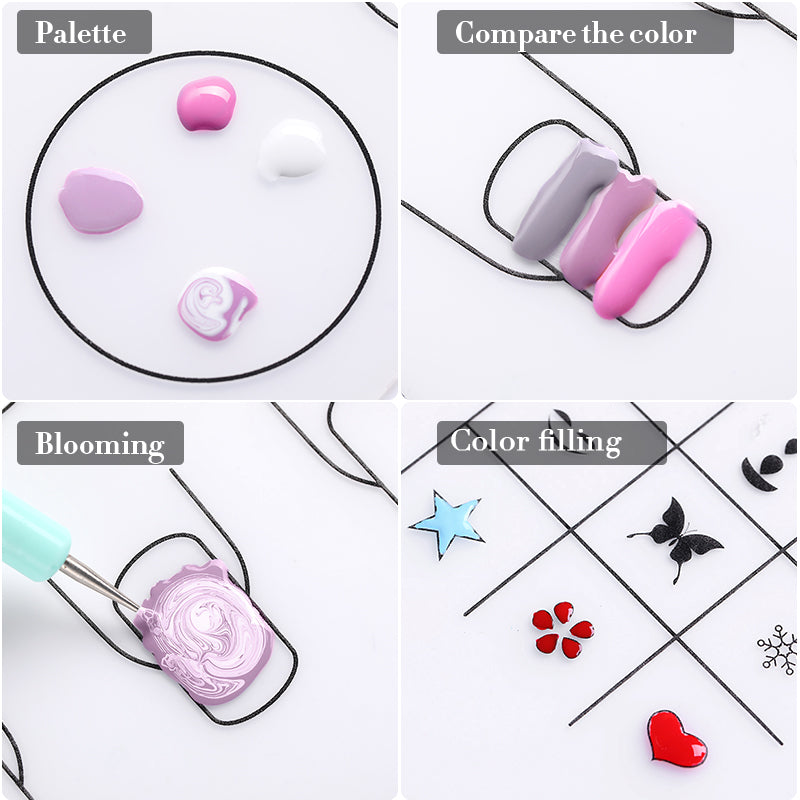 Born Pretty Nail Practice Silicone Mat for Nail Art Training - Non-Slip Reusable Manicure Mat for Gel Polish, Acrylic Nails & Nail Extension Practice at Home or Salon