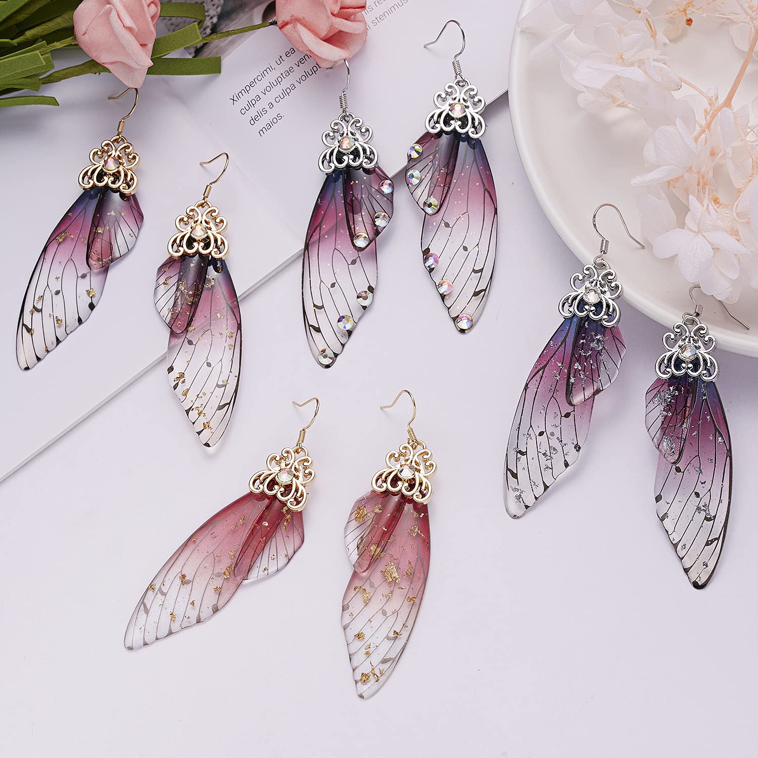BELLA-Bee Gold Plated Crystal Rhinestone Butterfly Wing Drop Dangle Earrings for Women & Girls - Elegant Wedding Jewelry for Brides, Parties & Special Occasions