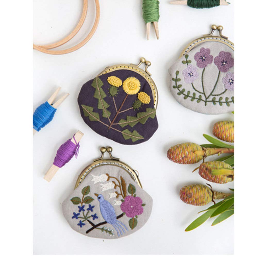 DIY Coin Purse Embroidery Kit - Yellow Flower Embroidery Pouch Making Set with Lock Tools for Beginners | Perfect for Crafting, Gift Making & Small Item Storage