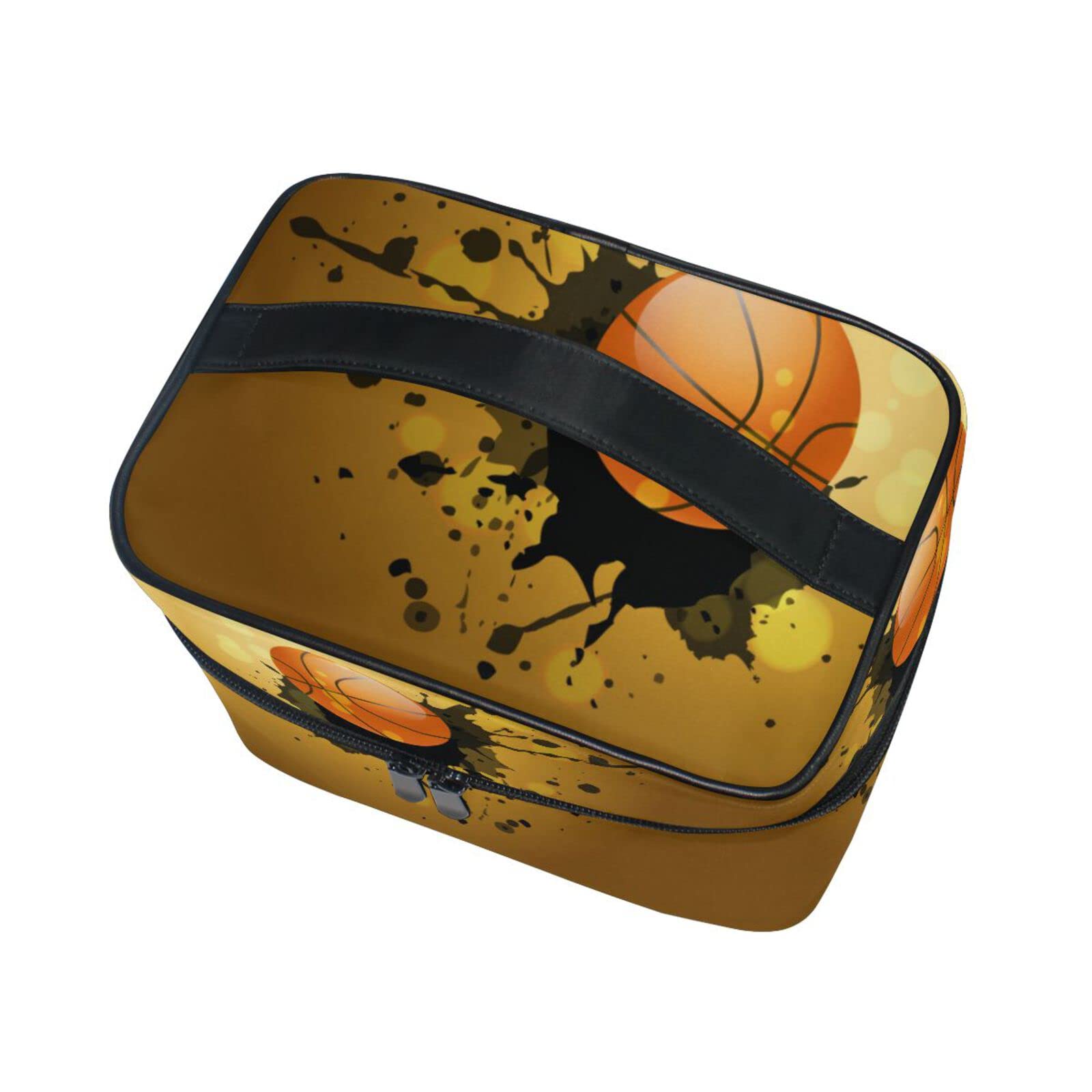 Waterproof Sports Cosmetic Bag - Zippered Makeup Pouch & Toiletry Organizer for Women | Basketball Design Travel Case for Gym, School & Daily Essentials