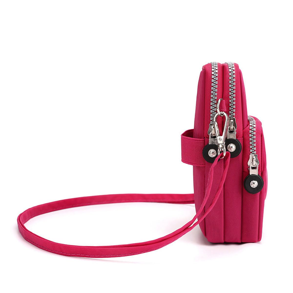 SYGA Women's Cross-Body Phone Bag - Red Fabric Waist Pouch with Adjustable Strap for Running, Travel & Shopping - Hands-Free Cellphone Holder for iPhone & Android Devices