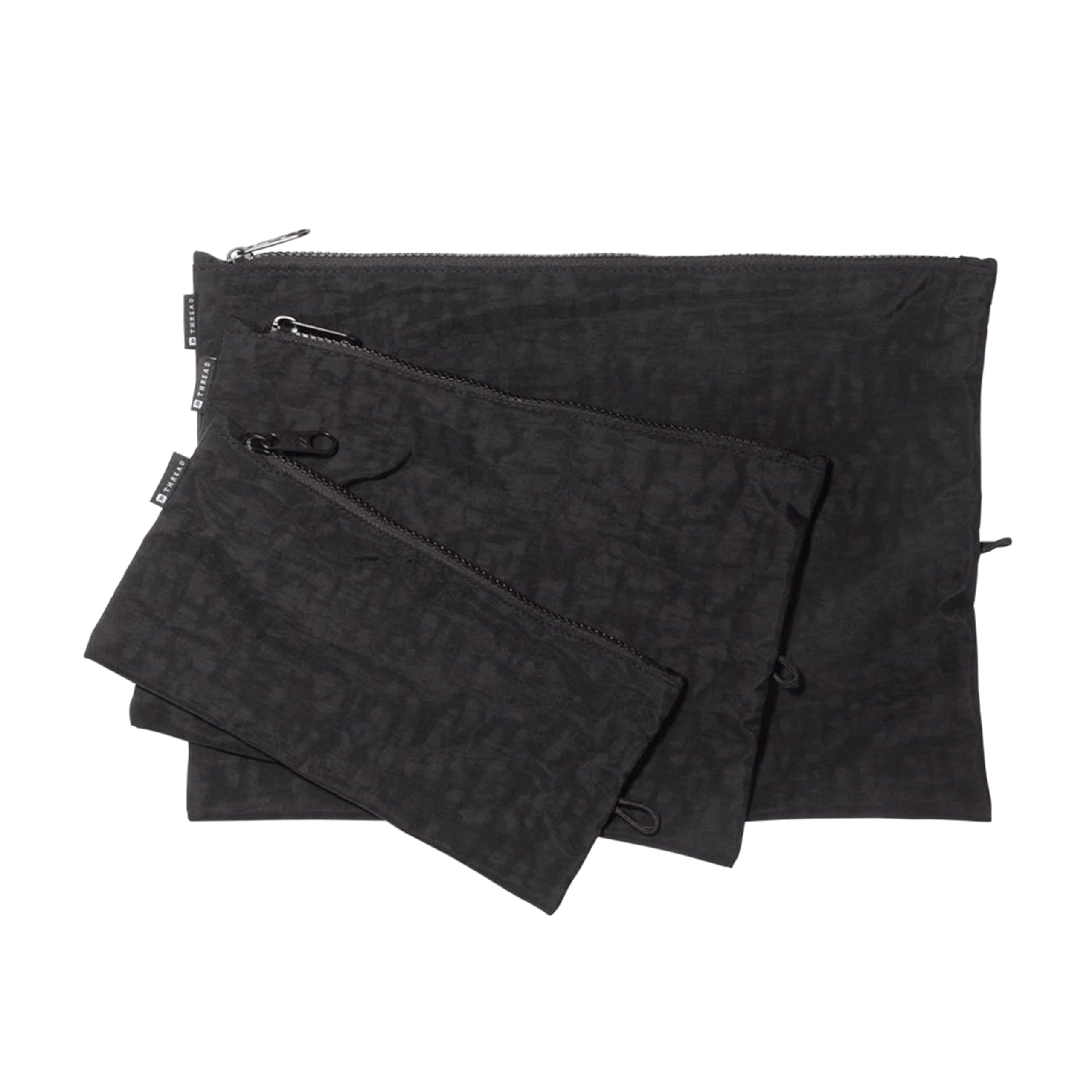 Thread Wallets Organizing Pouches for Women & Men - Slim Zipper Travel Pouch for Luggage, Purse, Tech Accessories & Toiletries - Perfect for Airplane Carry-On, Business Trips & Daily Organization (Black)