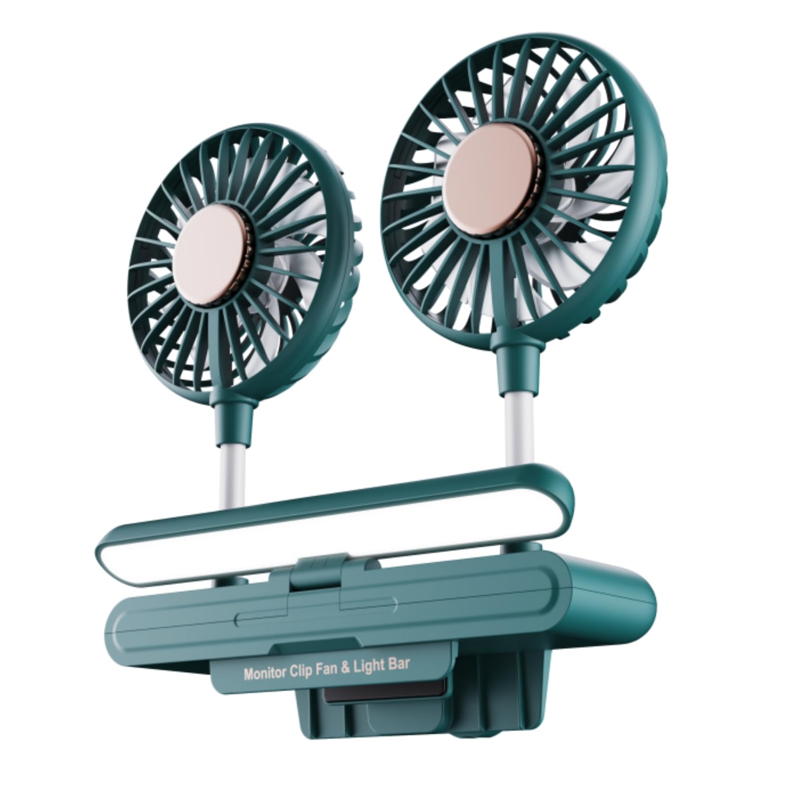 Binguowang 3-in-1 Clip-On Monitor Fan with Eye-Care LED Light & Aroma Diffuser - Portable Cooling Desk Fan, Adjustable Lighting, Quiet Breeze for Office, Gaming, Home & Workspace - Perfect for Computer Desks, Study Rooms & Bedside (Dark Green)