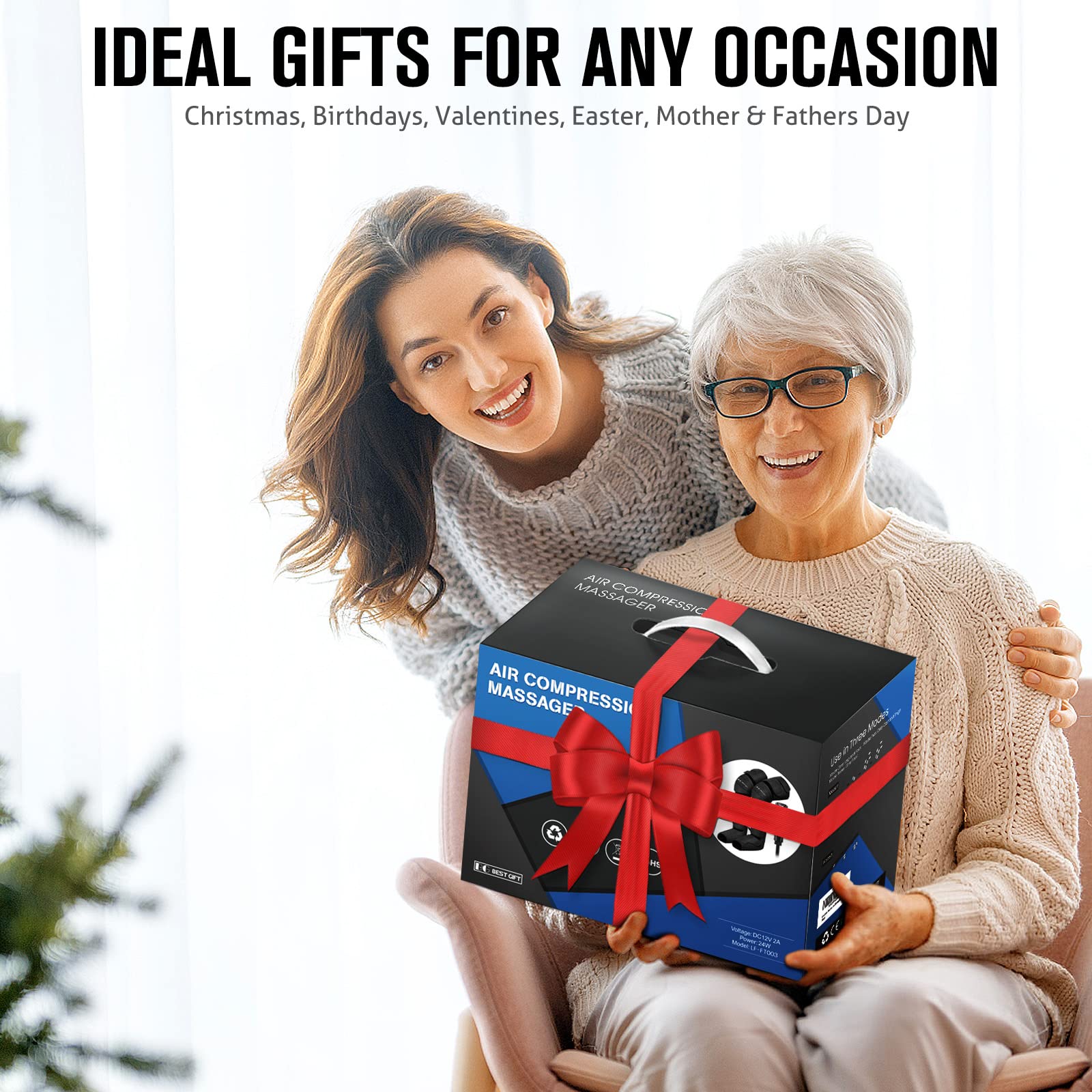 Premium Air Compression Leg Massager with Heat - Best Gift for Men, Women, Parents & Loved Ones - Relieves Muscle Fatigue in Feet, Legs, Calves, Thighs & Knees - Perfect for Christmas, Mother's Day, Father's Day - Ideal for Home Use, Office Relaxation & Post-Workout Recovery