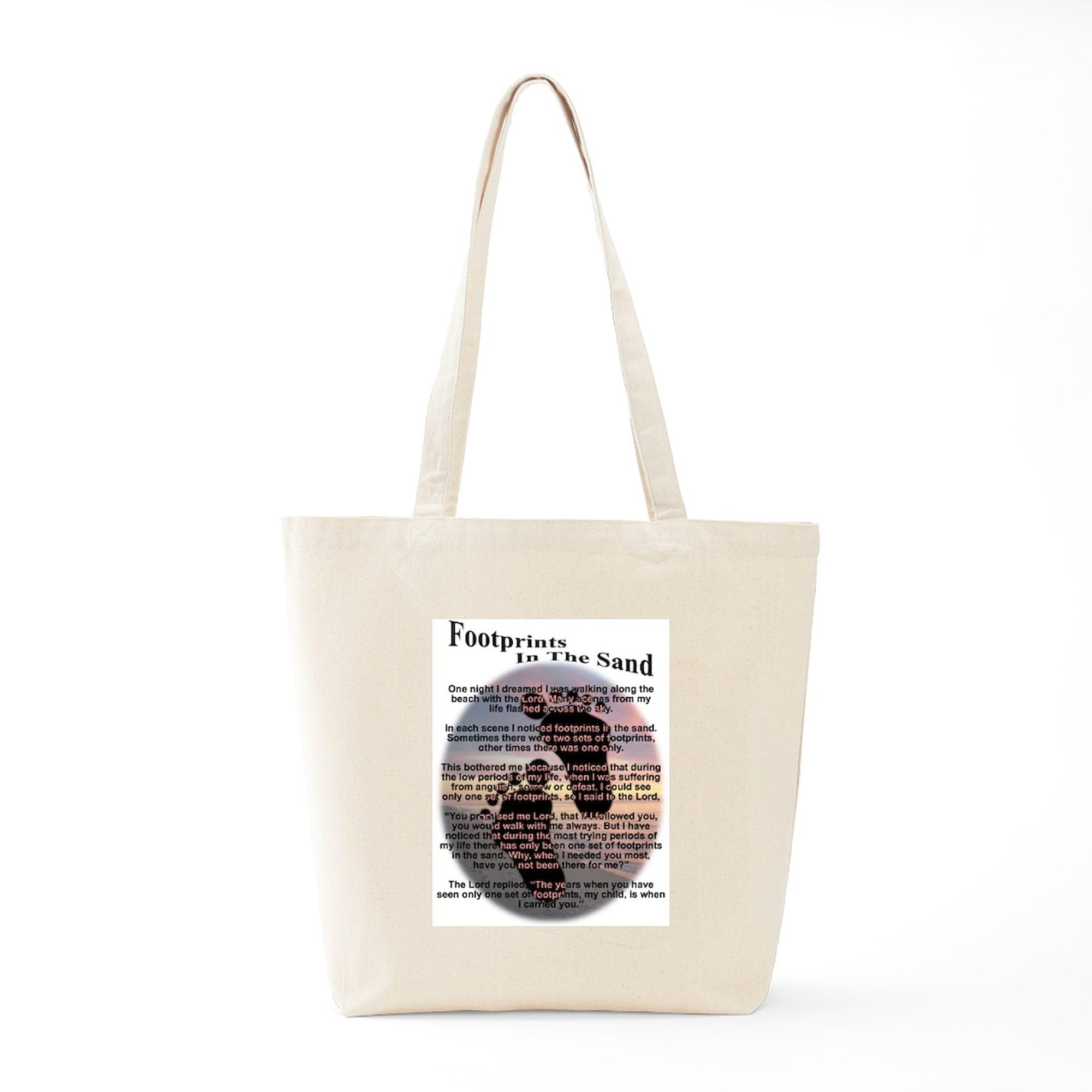 Footprints in The Sand Canvas Tote Bag - Eco-Friendly Reusable Shopping Bag for Beach, Grocery & Daily Use | Natural Cotton Carry All Tote