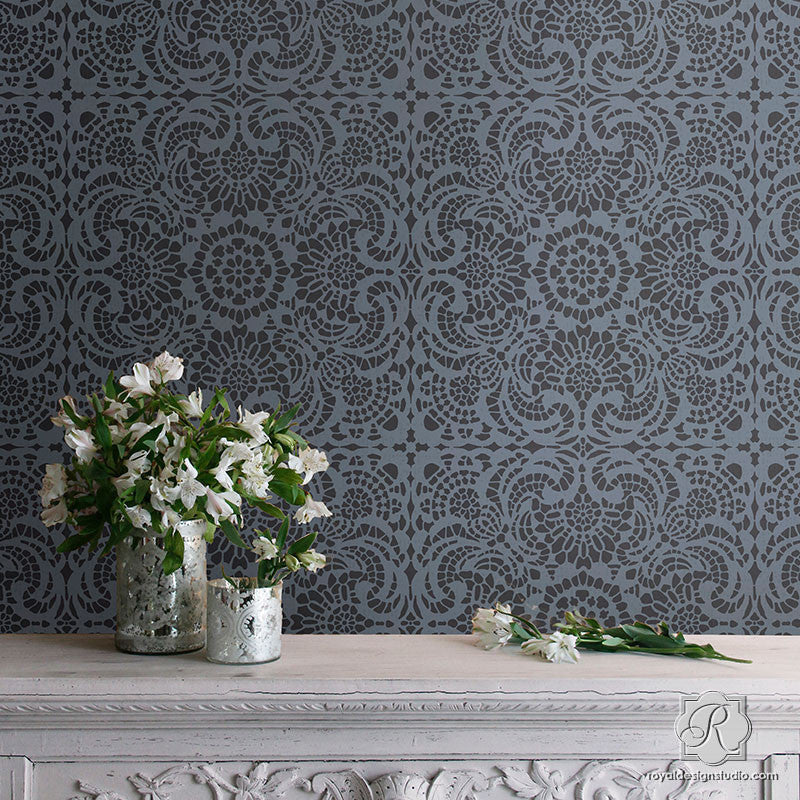 Esperanza Lace Tile Stencil - DIY Ceramic & Mosaic Tile Decoration Kit for Home Renovation - Perfect for Bathroom, Kitchen Backsplash, and Floor Tile Designs