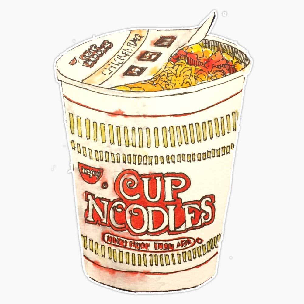 Waterproof Cup O' Noodle Vinyl Bumper Sticker Decal - 5 Inch Car Laptop Water Bottle Decoration for Anime Fans & Food Lovers