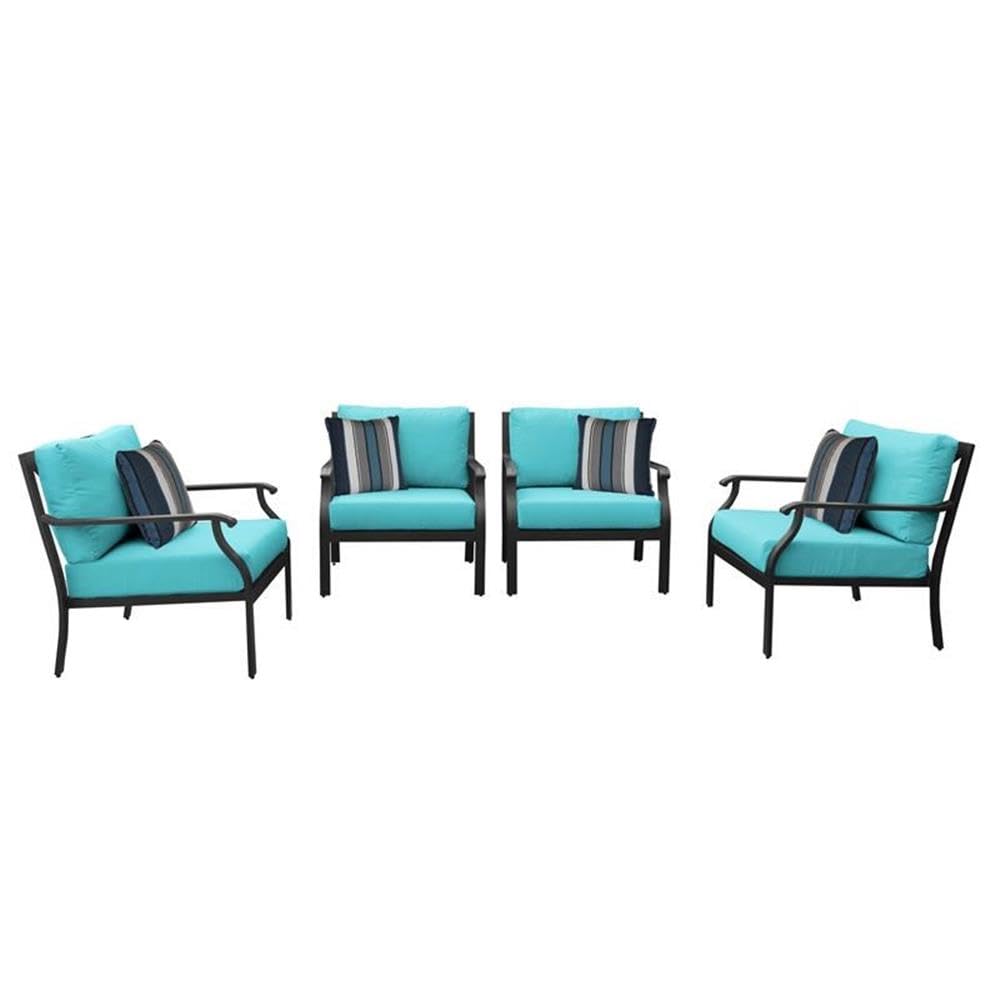 TK Classics Kathy Ireland Madison Ave. 4-Piece Aluminum Patio Furniture Set in Aruba - Outdoor Dining & Lounge Set for Garden, Poolside & Backyard Relaxation