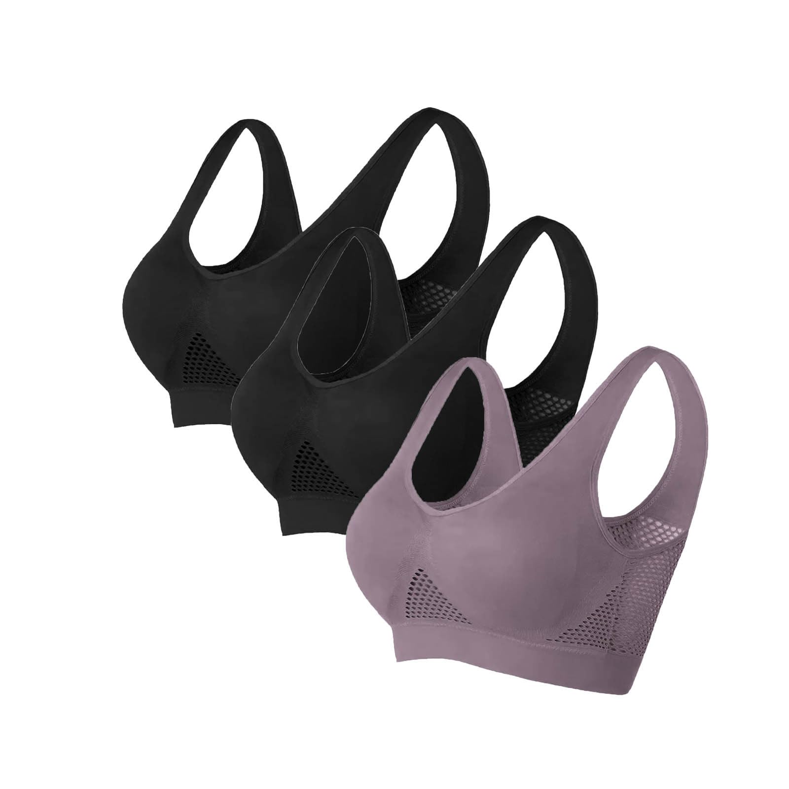3 Pack Plus Size Push Up Bras - Seamless Comfort for Everyday & Sports